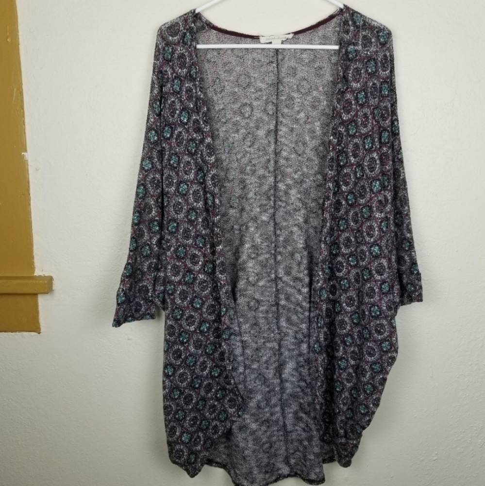Painted threads| knit printed cacoon cardigan